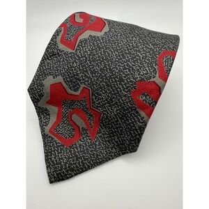 Vintage Abstract‎ Silk Tie Mens Handmade Italy Geometric Pattern 90s